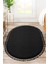 Valery Home Comfort Puffy Oval Ponpon Saçaklı Peluş Yıkanabilir Siyah Yolluk 2