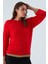 De Vılle Pullover Kol ve Etek Ucu Simli Kadın Triko Kazak Kırmızı 5