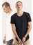 2'li Paket Beyaz-Siyah Pis Yaka Salaş T-Shirt 1