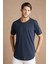 Lacivert Erkek Oval Kesim Slim Fit Pis Yaka Salaş T-Shirt 1