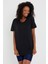 Tarz Cool Women Siyah Pis Yaka Salaş T-SHIRT-XKTCPS001R16S 2