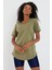 Tarz Cool Women Haki Pis Yaka Salaş T-SHIRT-XKTCPS001R19S 3