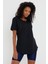Women Siyah Pis Yaka Salaş T-SHIRT-XKTCPS001R16S 1