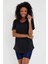 Women Siyah Pis Yaka Salaş T-SHIRT-XKTCPS001R16S 3