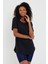 Women Siyah Pis Yaka Salaş T-SHIRT-XKTCPS001R16S 4