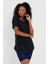 Women Siyah Pis Yaka Salaş T-SHIRT-XKTCPS001R16S 5