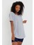 Tarz Cool Women Gri Pis Yaka Salaş T-SHIRT-XKTCPS001R10S 1