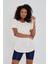 Tarz Cool Women Ekru Pis Yaka Salaş T-SHIRT-XKTCPS001R11S 4