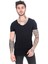 Erkek Açık V Yaka, Pamuklu Basic T-Shirt 2