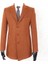 Erkek - Slim Fit - Turuncu- Çıkmalı Ceket Yaka - Içi Kapitoneli -Tek Yırtmaç - Dizüstü Kaşe Kaban 5