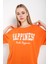 Kadın Happıness Baskılı Oversize Tshirt 4