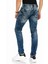 CD418 Kabartma Motifli Lacivert Erkek Motorcu Jeans 5