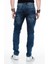 CD369 Live Fast Erkek Motorcu Tarzı Mavi Kargo Jeans 4