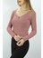 V Yaka Klipsli Bluz Pudra 2