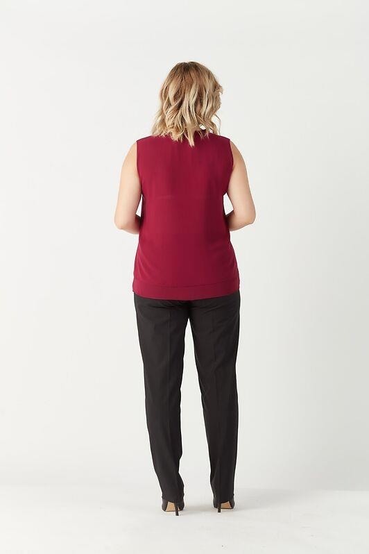 Moda Berray 3241 Yaka Fırfırlı Kolsuz Büyük Beden Şık Bluz Mürdüm görsel 4
