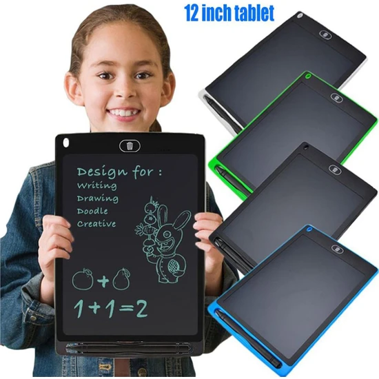 Vothoon 12 Inc Writing Yeşil LCD Grafik Dijital Kalemli Çizim Tableti Yazı Tahta Not Yazma Eğitim Tableti