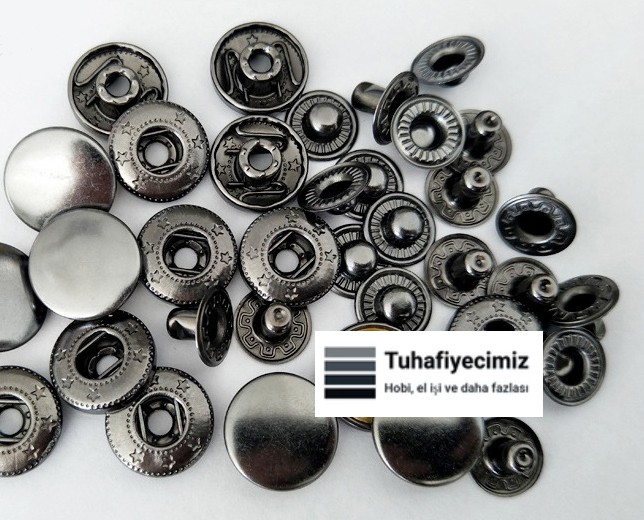 Tuhafiyeci miz 700 Adet 15MM Paslanmaz Büyük Çıtçıt (Kalıpsızdır) [antrasit Renk] görsel 2