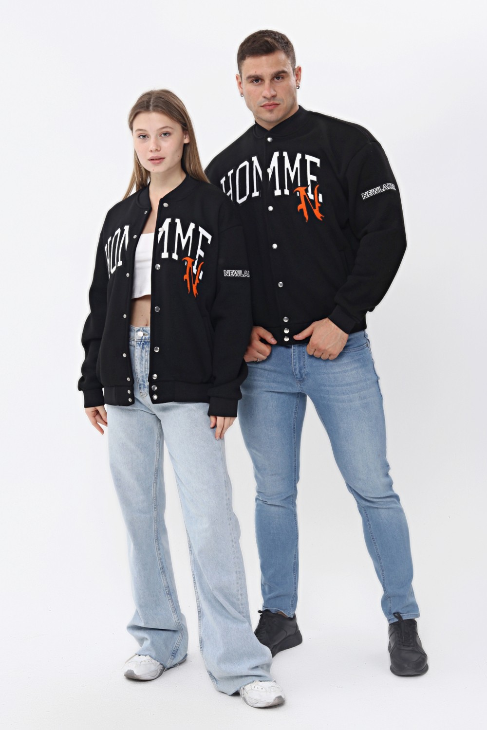 NewLaker Unisex Oversize Black Homme Bomber Kolej Ceket görsel 5