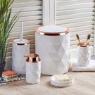 Perotti 13223 Diamond 5li Akrilik Plastik Banyo Seti Beyaz Rose