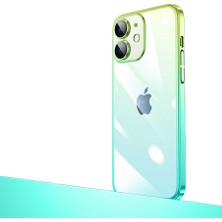 MobaxAksesuar Apple iPhone 12 Kılıf Sararmaz Transparan Renkli Kamera Lensli Kapak