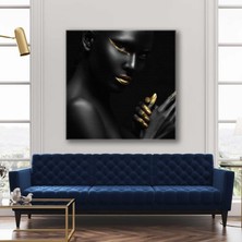 SML Tablo Gold Eyeliner ve Ruj Make Up Dekoratif Kanvas Tablo