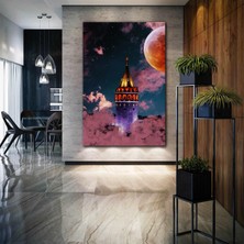 SML Tablo Gece Ay Altında Galata Kulesi Istanbul Türkiye Kanvas Tablo