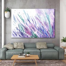 SML Tablo Mor Pembe Çiçekler Doğa Manzara Sanat Yağlı Boya Efektli Kanvas Tablo
