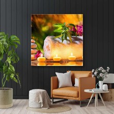 SML Tablo Zen Taşları Mumlar Bambu Yaprakları Pembe Orkide Havlu Spa Masaj Salonu Kanvas Tablo