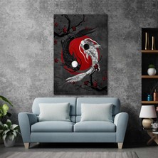 SML Tablo Ying ve Yang Siyah Beyaz Japon Balıkları Zıtlık Kanvas Tablo