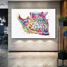 SML Tablo Renkli Dişler Çene Diş Hekimi Ofis Muayenehane Dekor Kanvas Tablo