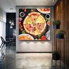 SML Tablo Lezzetli Pizza Çeşitleri Italyan Mutfağı Fast Food Pizzacı Italian Cuisine Kanvas Tablo