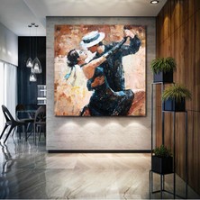 SML Tablo Siyah Elbiseli Tango Yapan Çift Müzik Sanat Aşk Kanvas Tablo