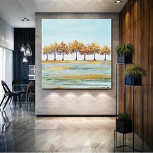 SML Tablo Sonbaharda Doğa Manzara Ağaçlar Abstract Kanvas Tablo