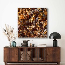 SML Tablo Arı Kovanı Çalışan Işçi Arılar Dijital Çizim Art Kanvas Tablo