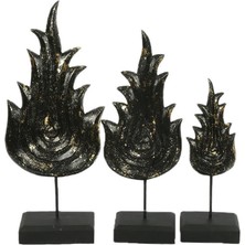 Boho Bazzar Ahşap El Yapımı Ejderha Kuyruğu 3' Lü , 12*34CM , 16*43 Cm, 20*48 cm