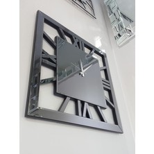 Ayna Denizi Square Smoked Model Füme Renk 70 Cm x 70 Cm Dekoratif Aynalı Duvar Saati