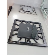 Ayna Denizi Square Smoked Model Füme Renk 70 Cm x 70 Cm Dekoratif Aynalı Duvar Saati