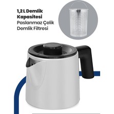 Akasya Beyaz XL 2200 Watt Patentli Damlatmayan Tasarımı Çelik Çay Makinesi ve Su Isıtıcısı