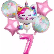 Parti Station Unicorn Kedi Kitty  Rakam Konsept Yaş Balon Doğum Günü Set Yaş Balon Set