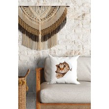 Caisya Home Sevimli Kedi Desenli Çift Yön Dijital Baskılı Dekoratif Kırlent Kılıfı Yastık Kılıfı 39 x 39 cm