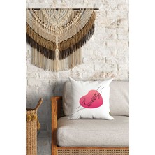 Caisya Home Çizgi Kalp Desenli Çift Yön Dijital Baskılı Dekoratif Kırlent Kılıfı Yastık Kılıfı 39 x 39 cm