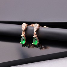 Miavi Silver 925 Ayar Gümüş Yeşil Taşlı Damla Küpe