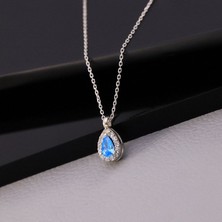 Miavi Silver 925 Ayar Gümüş Aquamarine Taşlı Damla Kolye