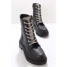 Bambi Siyah Lame  Kadın Bot & Bootie K02641530609