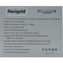 Navigold Stonex 710 7” 10.1 Android Double Oto Teyp Geri Görüş Kamerası