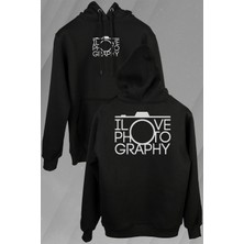 Kendim Seçtim I Love Photography Fotoğrafçı Canon Nikon Ön ve Arka Baskılı Sweatshirt Unisex Kapüşonlu Hoodie