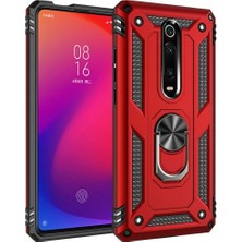 TahTicMer Xiaomi Redmi 9 Kılıf Çift Katmanlı Yüzüklü Manyetik Vega Araç Tutucu Destekli Zırhlı Tank Kapak