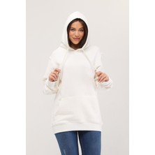 İnotex Kadın Kapüşonlu Ekru Sweatshirt Hoodie