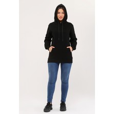 İnotex Kadın Kapüşonlu Siyah Sweatshirt Hoodie