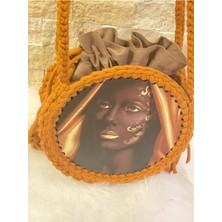 Gönülden Tasarım Özel Tasarım Etnik Desenli Bohem Mdf Askılı Çanta Büzgülü Torba Içli 23X23CM